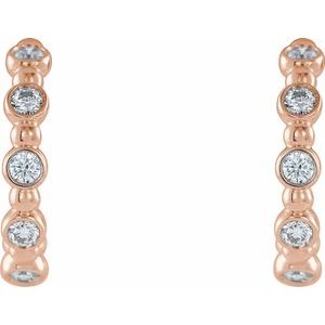 14K Rose Gold 3/8 CTW Natural Diamond Beaded Hoop Earrings – image 2
