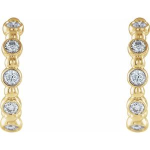 14K Yellow Gold 3/8 CTW Natural Diamond Beaded Hoop Earrings – image 2