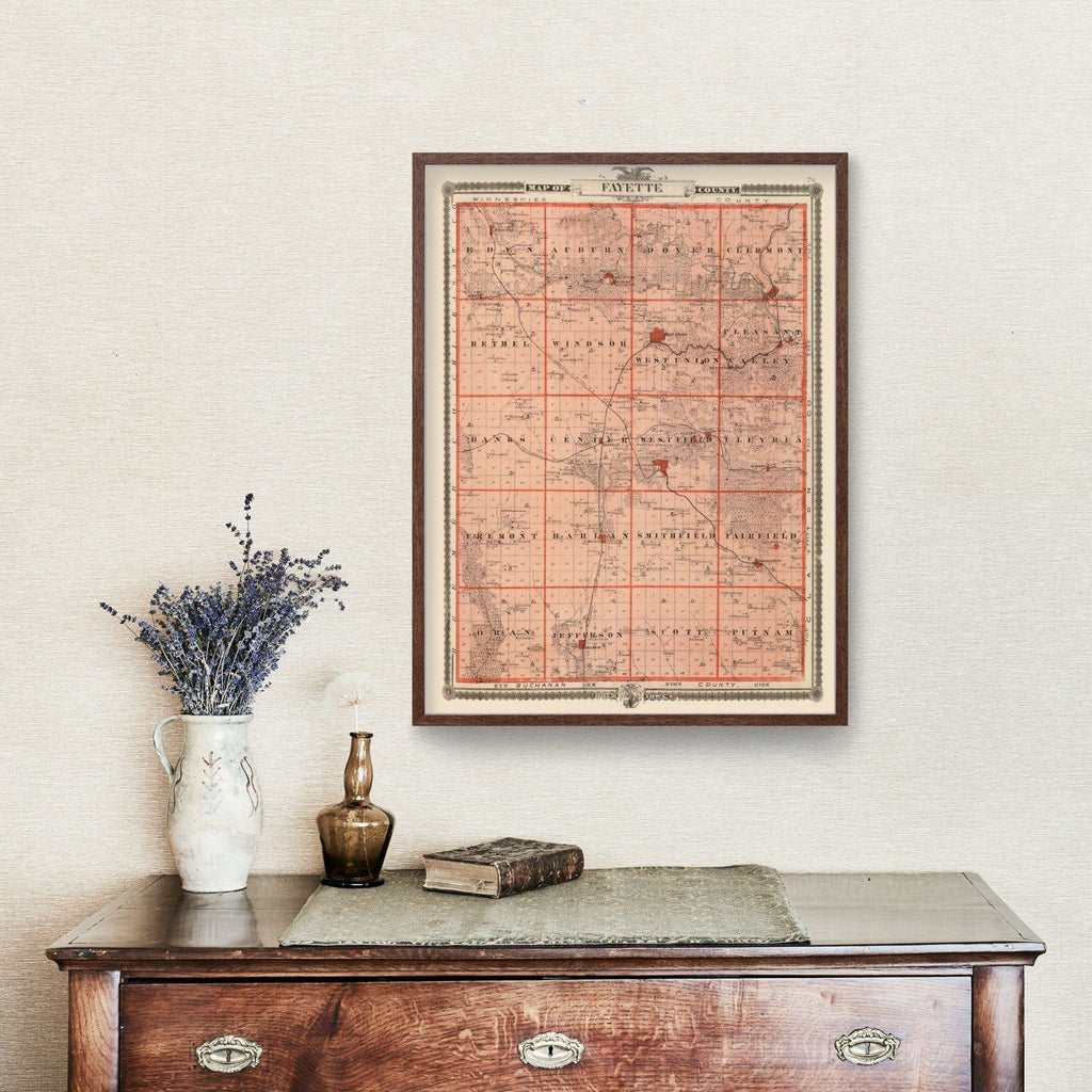 Vintage Map of Fayette County, Iowa 1875