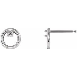 Platinum 2 mm Round Accented Circle Earring Mounting