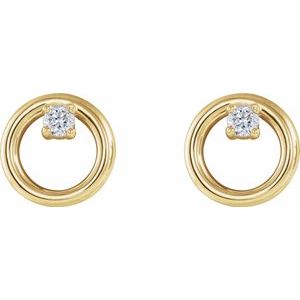 14K Yellow Gold .06 CTW Natural Diamond Circle Earrings – image 2