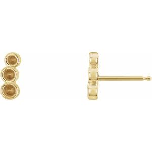 14K Yellow Gold Petite Three-Stone Ear Climber Mounting