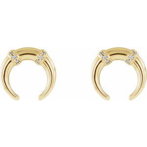 14K Yellow Gold .03 CTW Natural Diamond Crescent Earrings