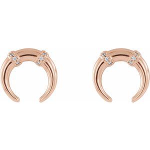 14K Rose Gold .03 CTW Natural Diamond Crescent Earrings