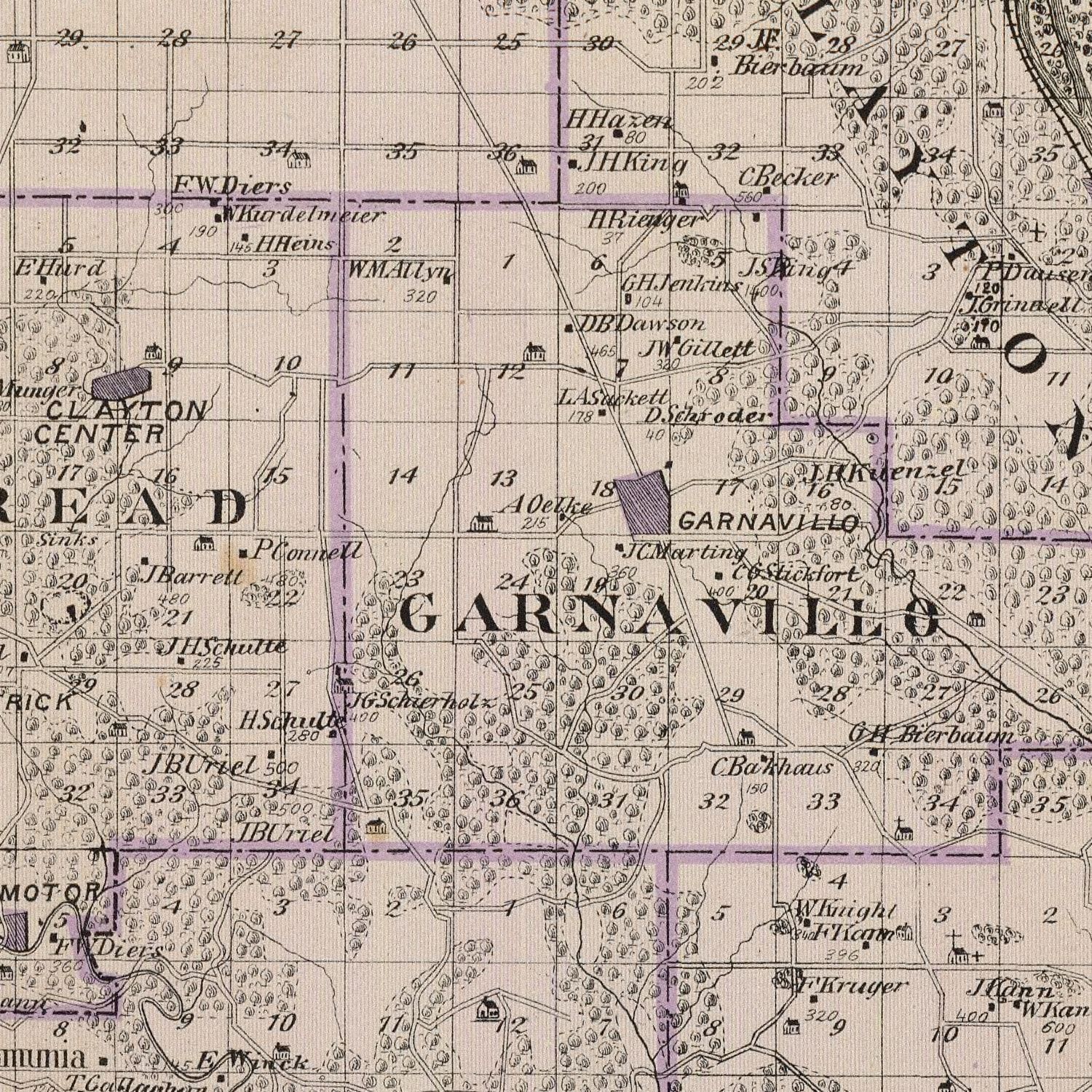 Vintage Map of Clayton County, Iowa 1875