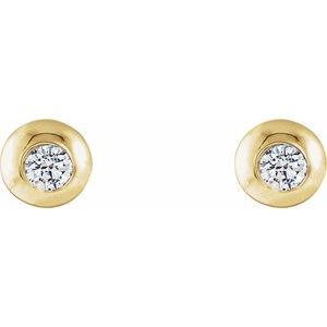 14K Yellow Gold 1/8 CTW Natural Diamond Domed Stud Earring
