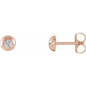 14K Rose Gold 1/8 CTW Lab-Grown Diamond Domed Stud Earrings