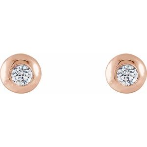 14K Rose Gold 1/8 CTW Lab-Grown Diamond Domed Stud Earrings – image 2