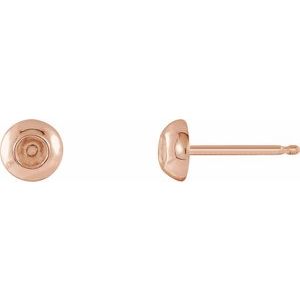 14K Rose Gold 3 mm Round Domed Stud Earring Mounting