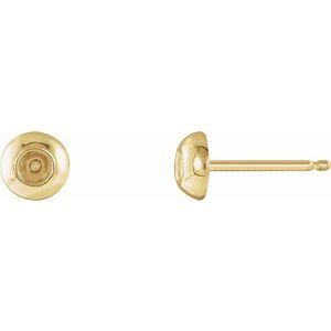 14K Yellow Gold 3.5 mm Round Domed Stud Earring Mounting
