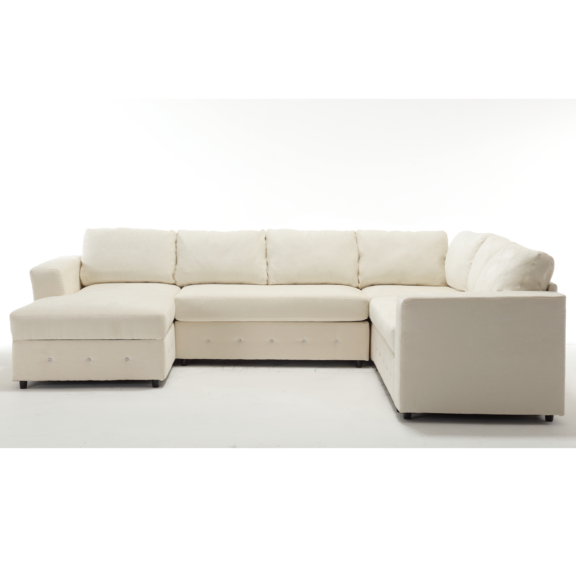[NEW ARRIVED] [VIDEO PROVIDED]110.75' Sectional Sofa,Oversized modular sofa,Chaise Storage, Modern U Shaped  Couch , Upholstered Sofas,Chenille,Crystal button , Living Room, Apartment,  Beige