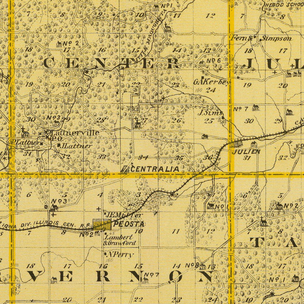 Vintage Map of Dubuque County, Iowa 1875