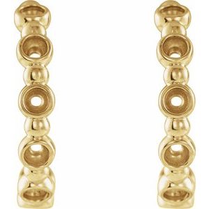 14K Yellow Gold Accented Beaded Hoop Earring Mounting – image 2
