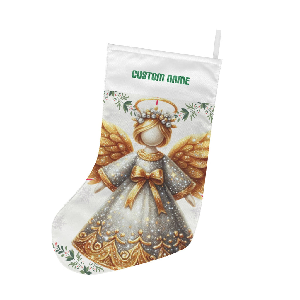 Personalizable Golden Angel Christmas Stocking (Made in USA)