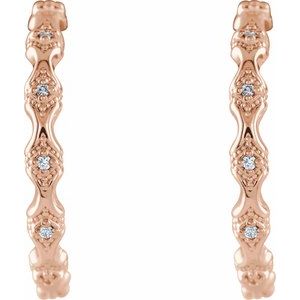 14K Rose Gold .04 CTW Natural Diamond Hoop Earrings