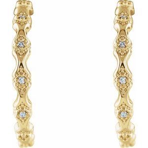 14K Yellow Gold .04 CTW Natural Diamond Hoop Earrings