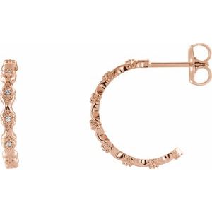 14K Rose Gold .04 CTW Natural Diamond Hoop Earrings