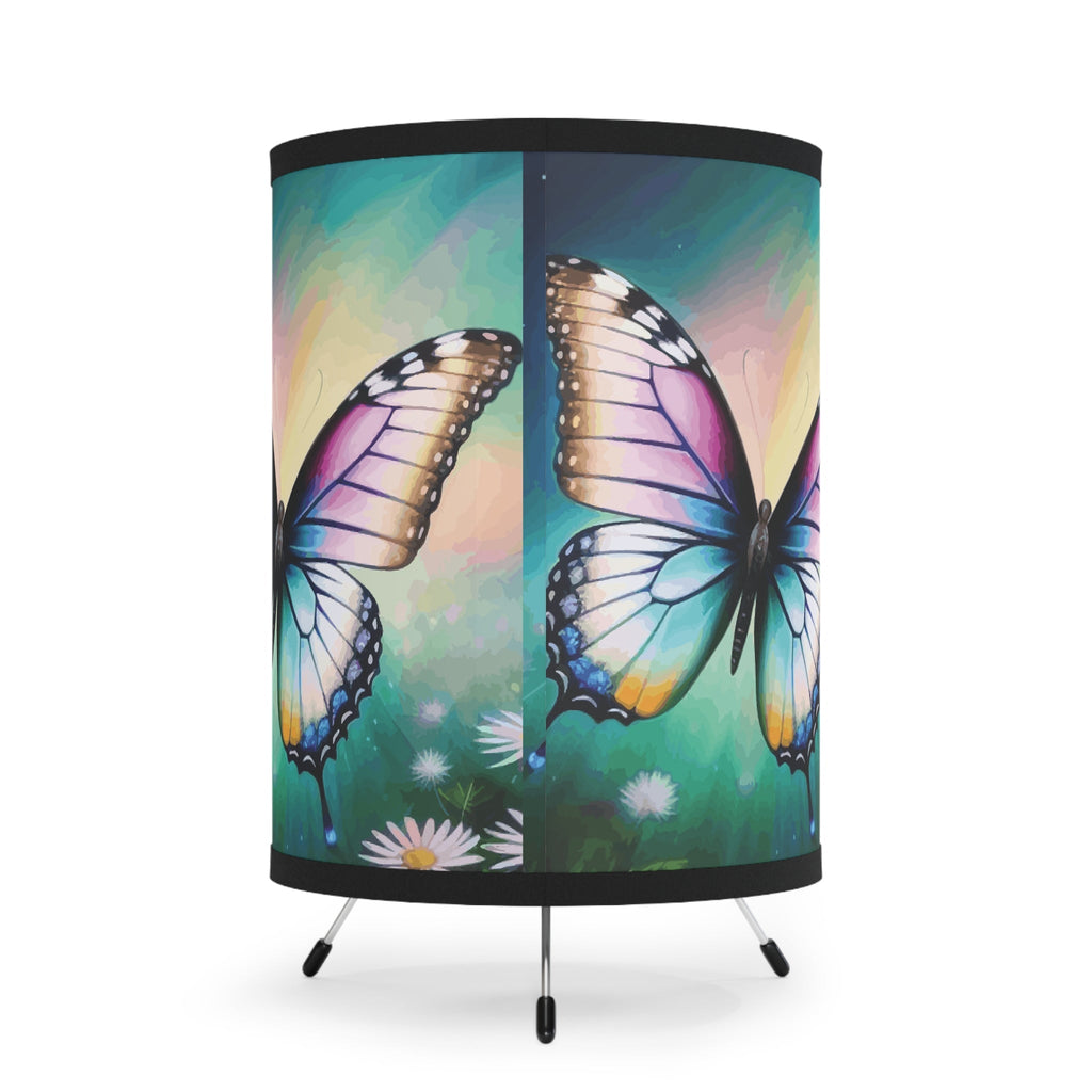 Beautiful Butterfly and Daisies Tripod Lamp with Printed Shade