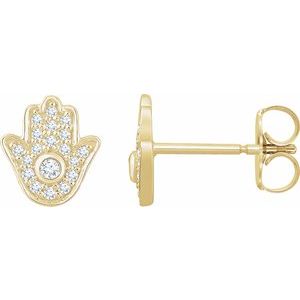 14K Yellow Gold 1/5 CTW Natural Diamond Hamsa Earrings