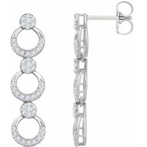 14K White Gold 1/2 CTW Natural Diamond Geometric Earrings