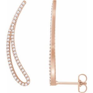 14K Rose Gold 1/4 CTW Natural Diamond Ear Climbers