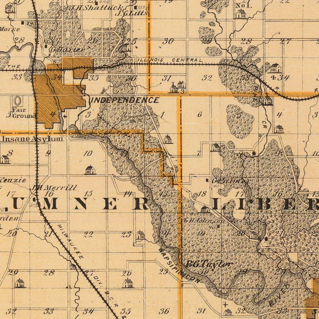 Vintage Map of Buchanan County, Iowa 1875