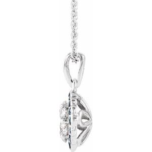 14K White Gold  Natural Blue Sapphire & 1/3 CTW  Natural Diamond 16-18" Necklace