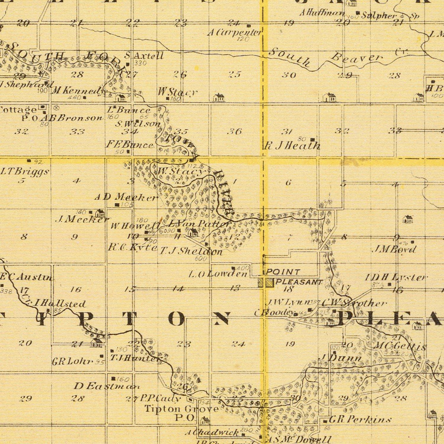Vintage Map of Hardin County, Iowa 1875