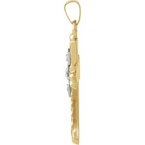 14K Yellow/White Gold .05 CTW Natural Diamond Hollow Cross Pendant