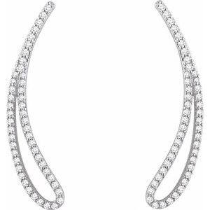 14K White Gold 1/4 CTW Natural Diamond Ear Climbers – image 2