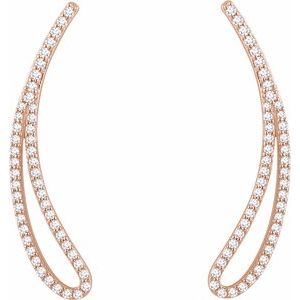 14K Rose Gold 1/4 CTW Natural Diamond Ear Climbers