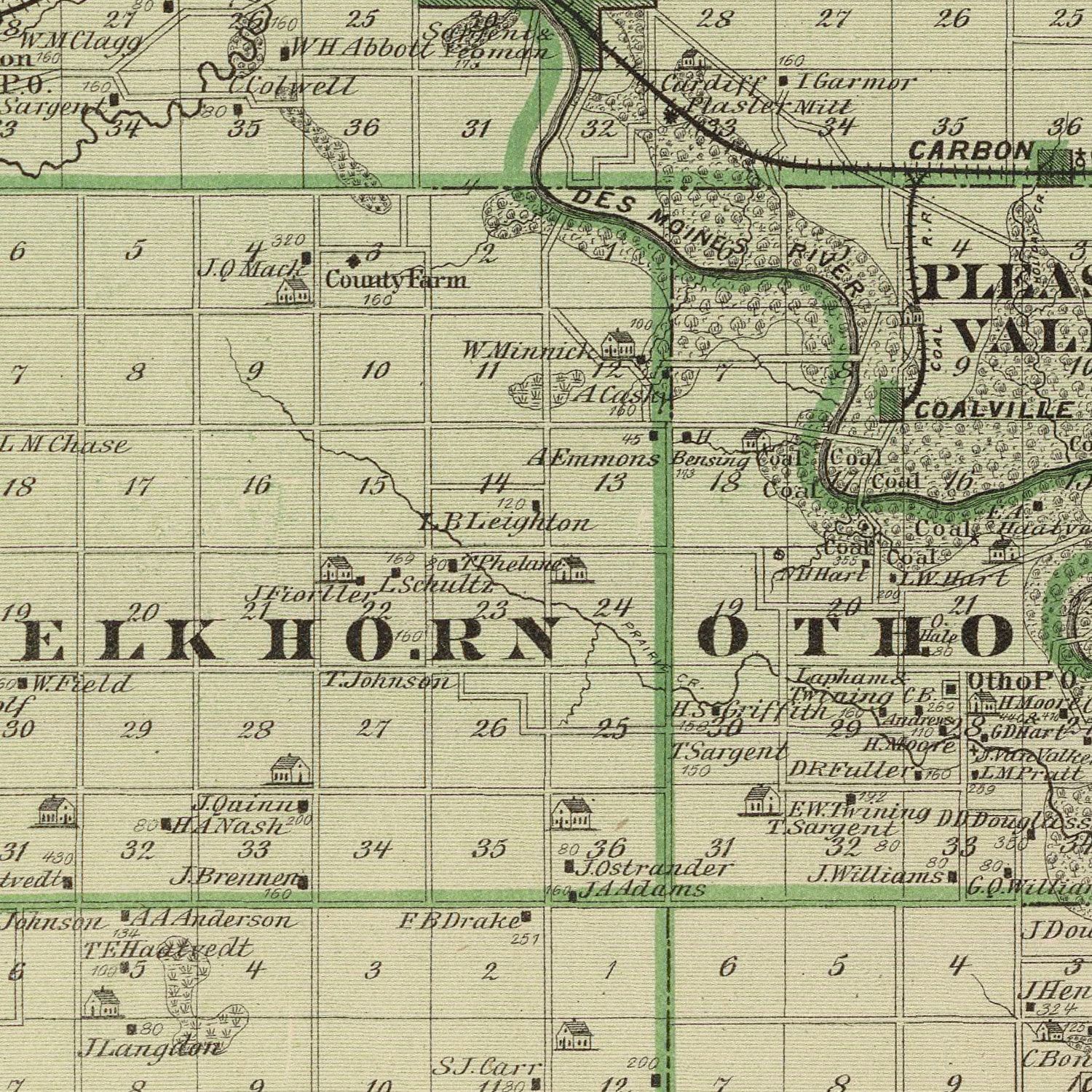 Vintage Map of Webster County, Iowa 1875
