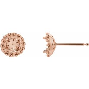 14K Rose Gold 4.5 mm Round Halo-Style Earring Mounting