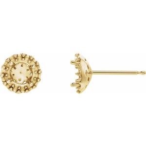14K Yellow Gold 3 mm Round Halo-Style Earring Mounting