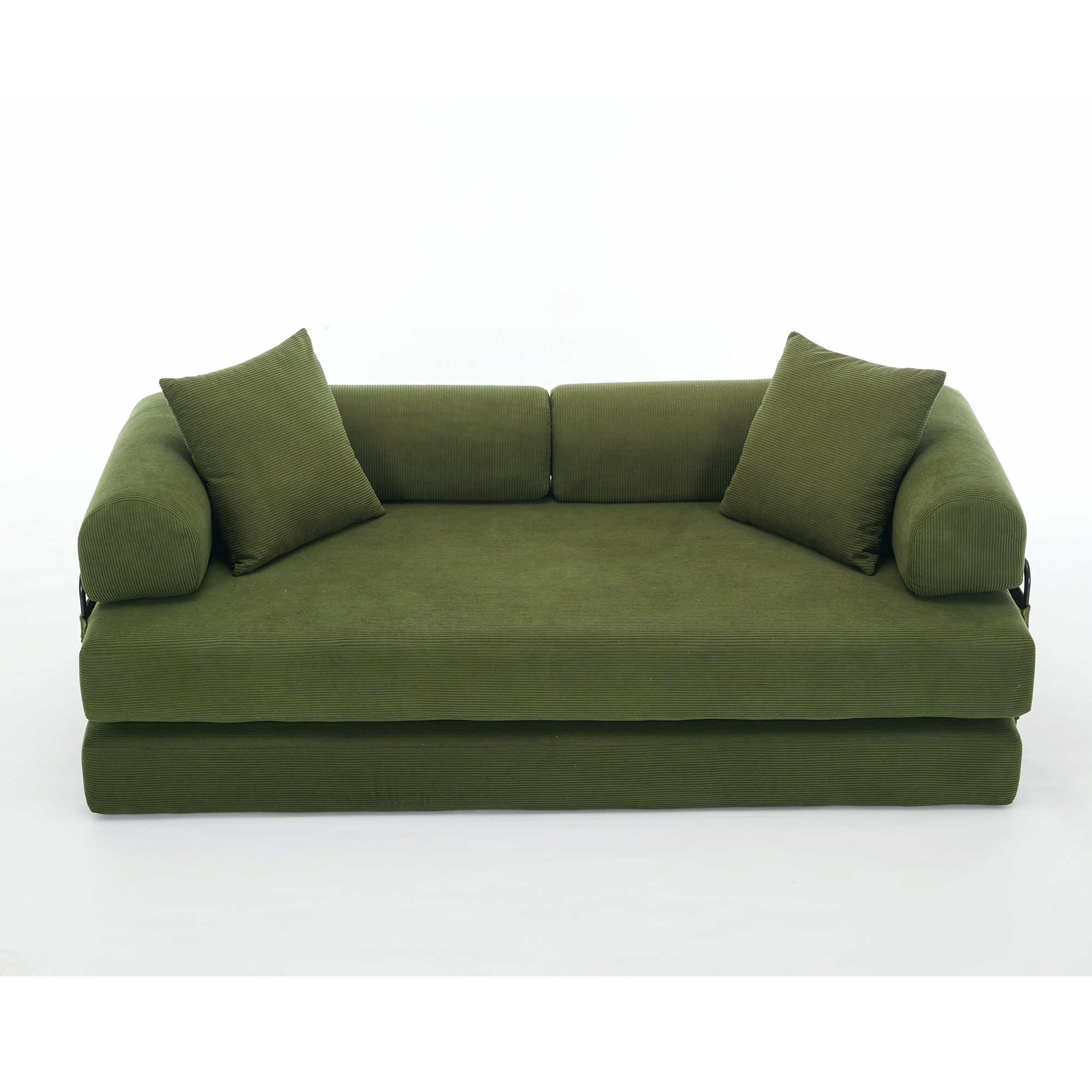 [NEW ARRIVED] [VIDEO PROVIDED] 78.5' Folding Convertible Out Sleeper Sofa Bed,4-in-1 DIY Combination Convertible  Sofa, 3 seat, Folding Sleeper Sofa, King Size , Bedroom,Apartment,Corduroy,Green