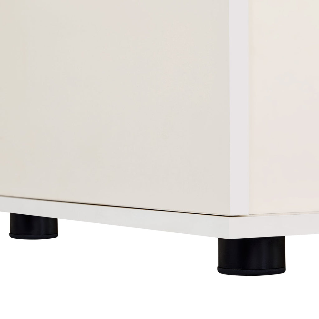 Modern Cream White TV Stand with Storage, Cat Litter Box Enclosure with Removable Sliding Door