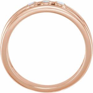 14K Rose Gold Natural White Opal Three-Stone Bezel-Set Ring