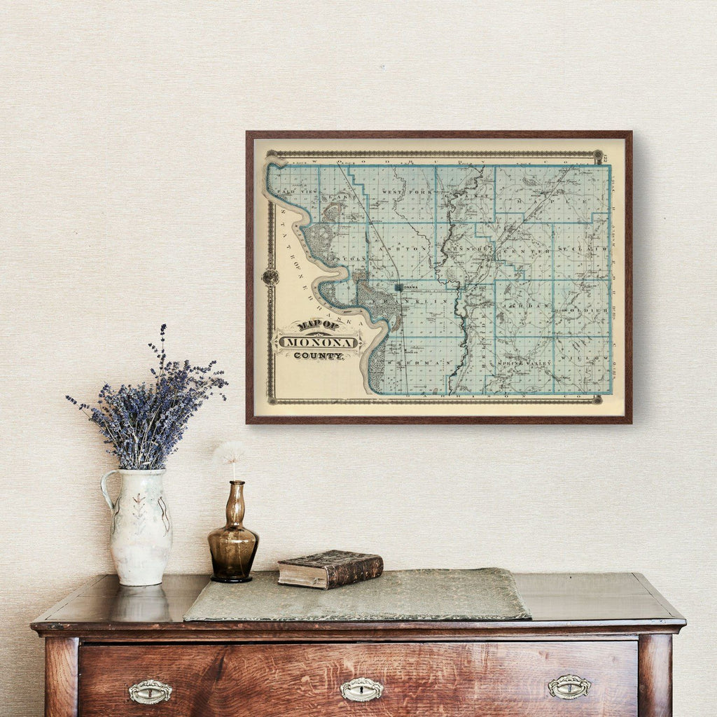 Vintage Map of Monona County, Iowa 1875