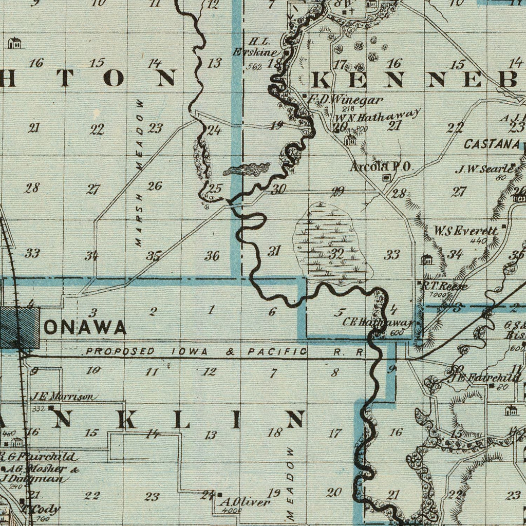 Vintage Map of Monona County, Iowa 1875