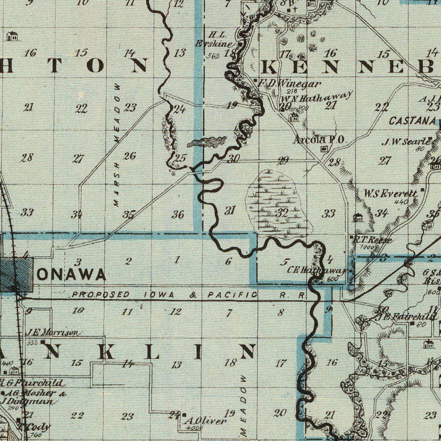 Vintage Map of Monona County, Iowa 1875