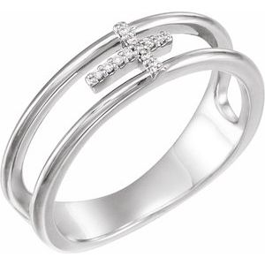 Platinum .025 CTW Natural Diamond Negative Space Cross Ring
