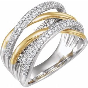 14K White/Yellow Gold 1/2 CTW Natural Diamond Criss-Cross Ring