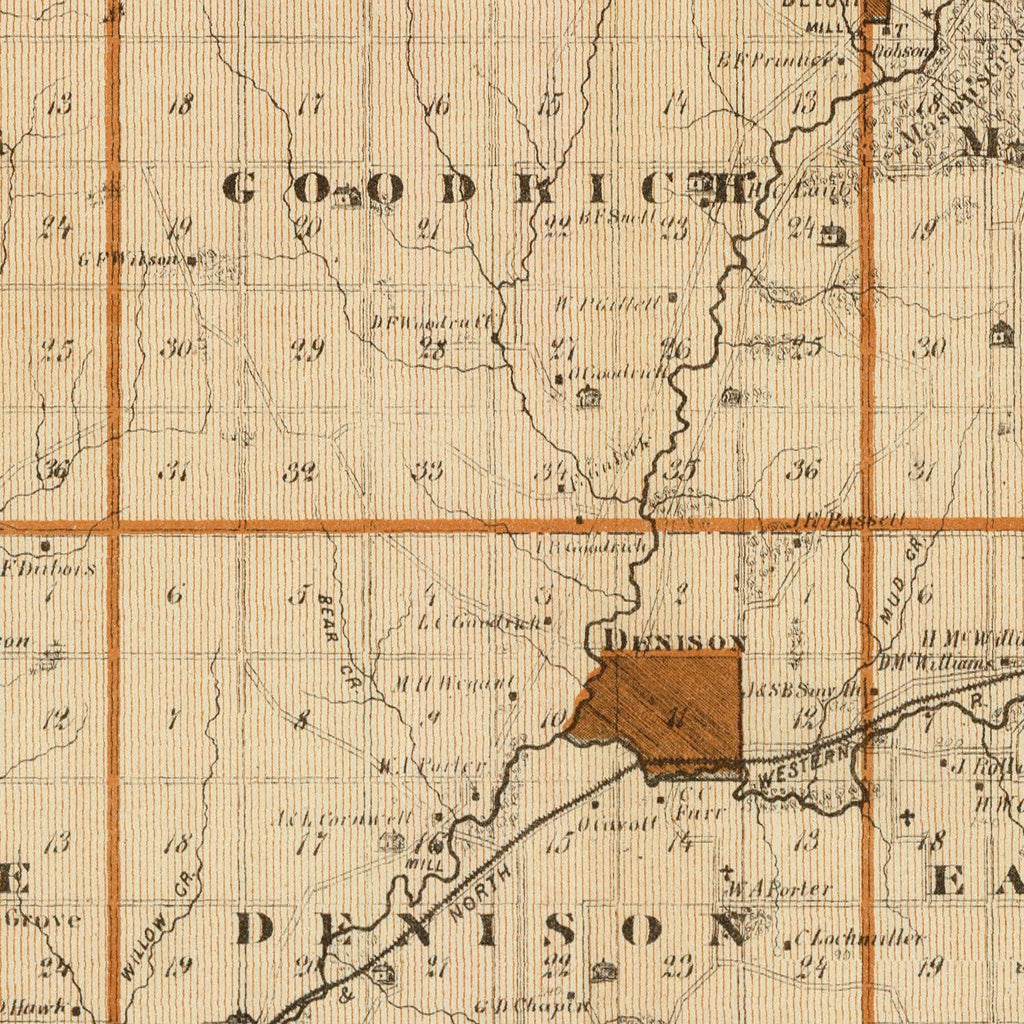 Vintage Map of Crawford County, Iowa 1875