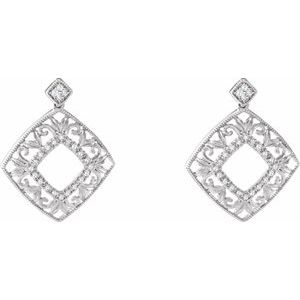 Sterling Silver 1/5 CTW Natural Diamond Filigree Earrings – image 2