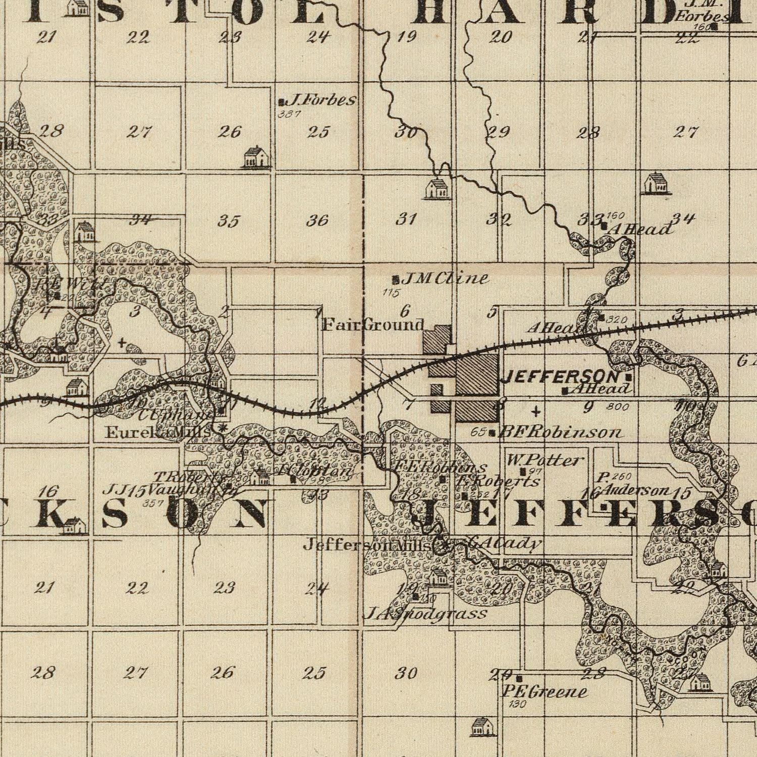 Vintage Map of Greene County, Iowa 1875