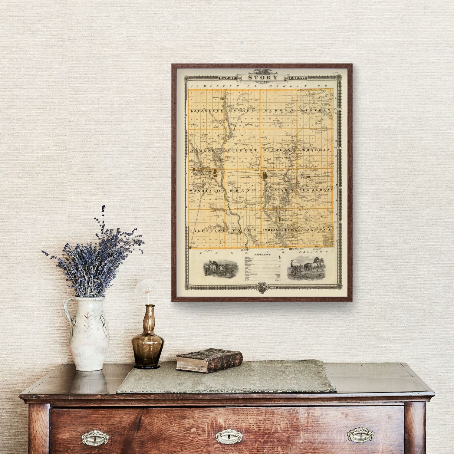 Vintage Map of Story County, Iowa 1875