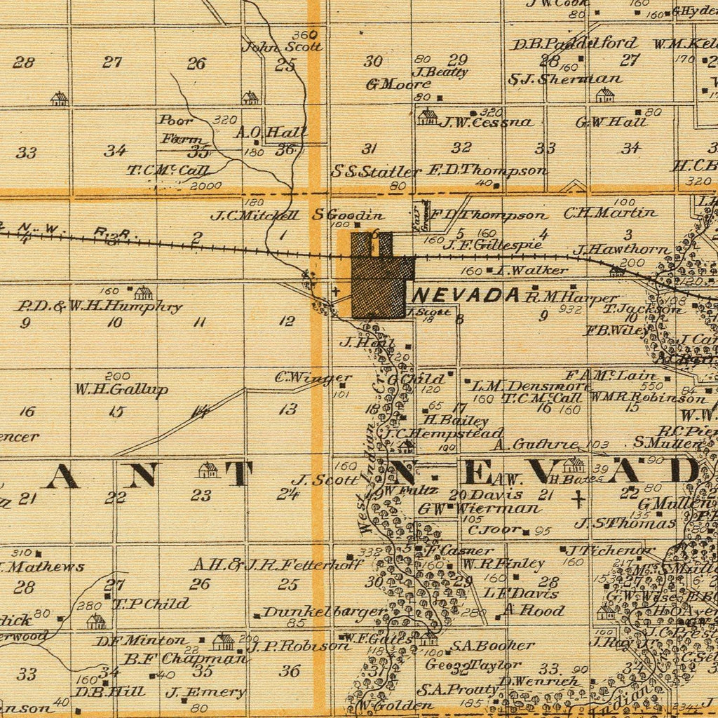 Vintage Map of Story County, Iowa 1875