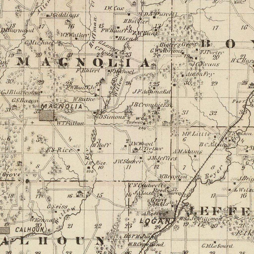 Vintage Map of Harrison County, Iowa 1875