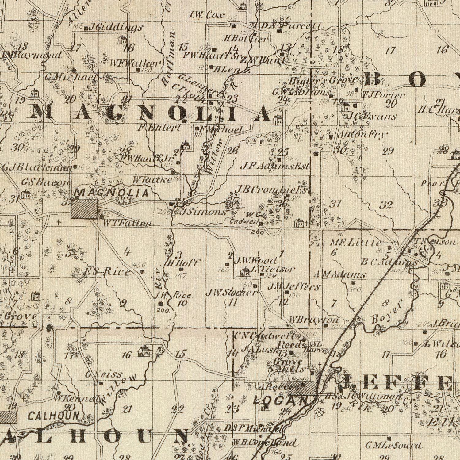 Vintage Map of Harrison County, Iowa 1875