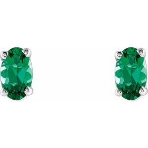 14K White Gold Lab-Grown Emerald Earrings – image 2